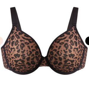 HSIA Leopard Unlined Plus Size Breathable Soft Mesh Underwire Bra 42DD